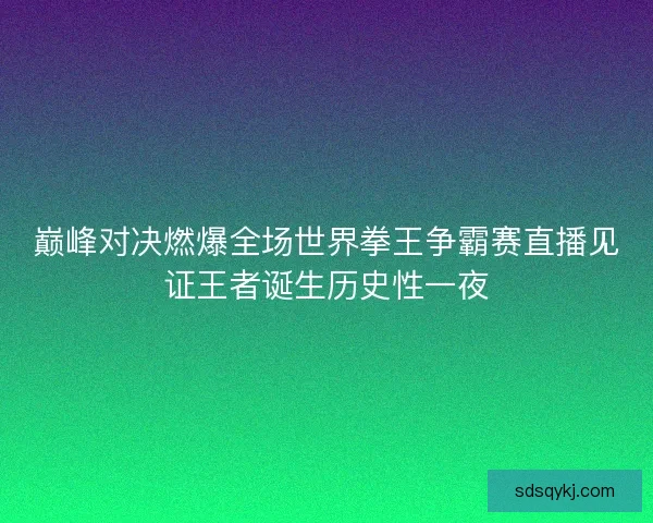 巅峰对决燃爆全场世界拳王争霸赛直播见证王者诞生历史性一夜
