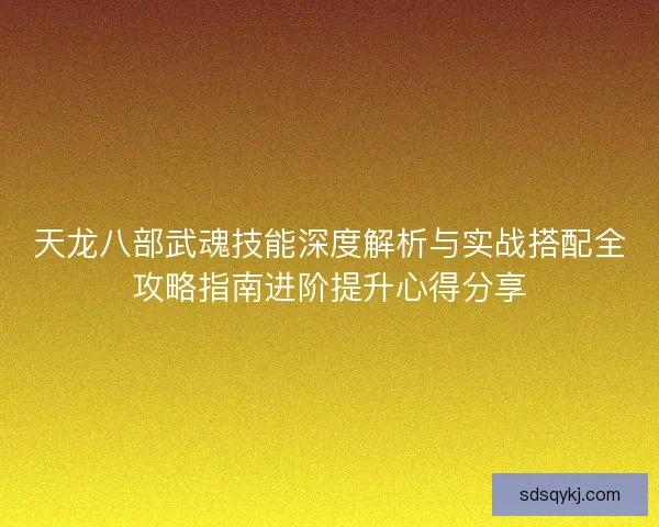 天龙八部武魂技能深度解析与实战搭配全攻略指南进阶提升心得分享